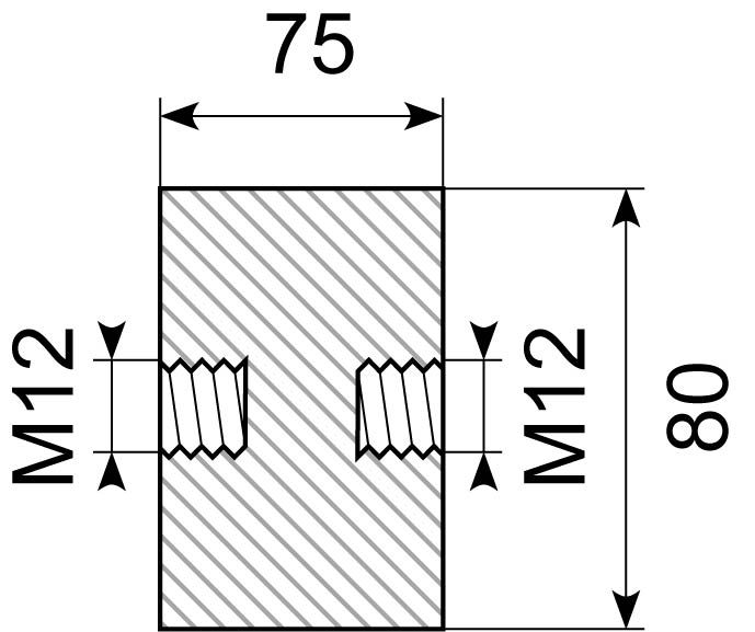 Vibrationsdæmper Ø80x75 mm
M12 mm indv. i begge ender.
NR/