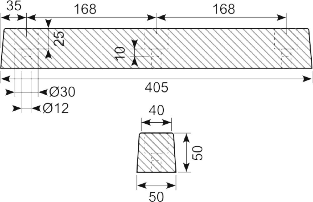 Buffer 405x50x50 mm NR/SBR