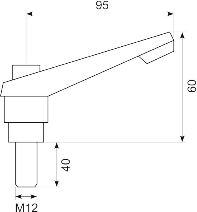 Justerbart håndtag M12x40