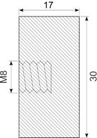 Vibrationsdæmper Ø30x15 mm 
M8 indv.I ene side
NR/SBR Sh 5