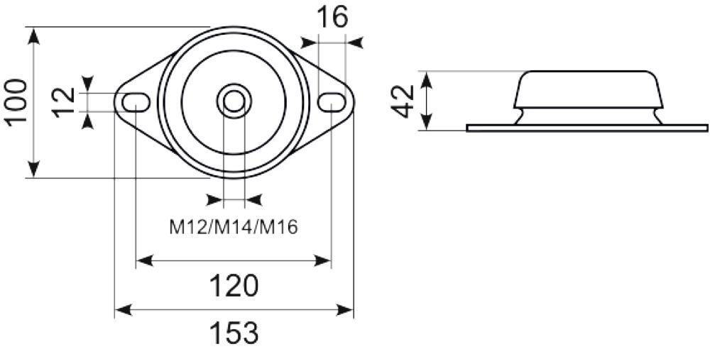 Vibrationsdæmper ø100 -M12