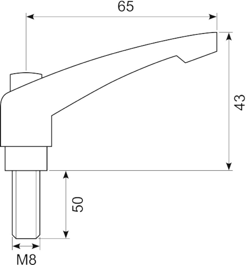 Justerbart håndtag M8x50