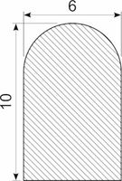 Svampegummi halvrund 6 x 10 mm