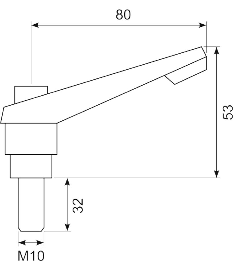 Justerbart håndtag M10x32