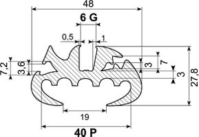 Rudeprofil EPDM M/3 kiler