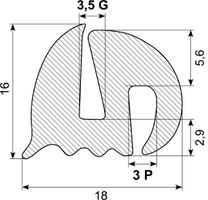 Gummiprofil. EPDM 65 sh.A.