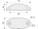 Gummibuffer sort oval 74x38 mm