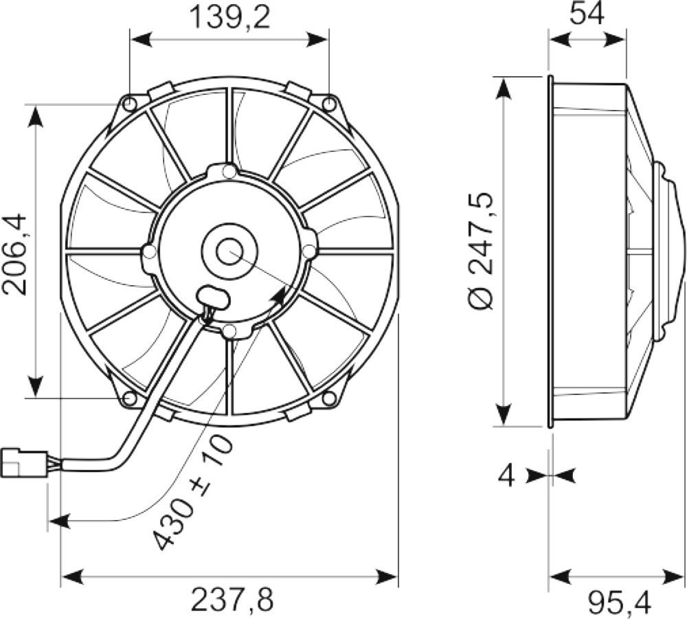 Ventilator Ø225 mm 1300m3 24V