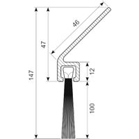 Børsteliste m/alu skinne 45 gr