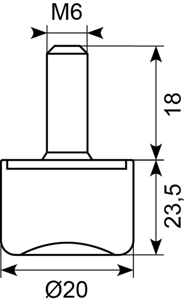 Gummibuffe Ø20x23.5 mm  sh.55A