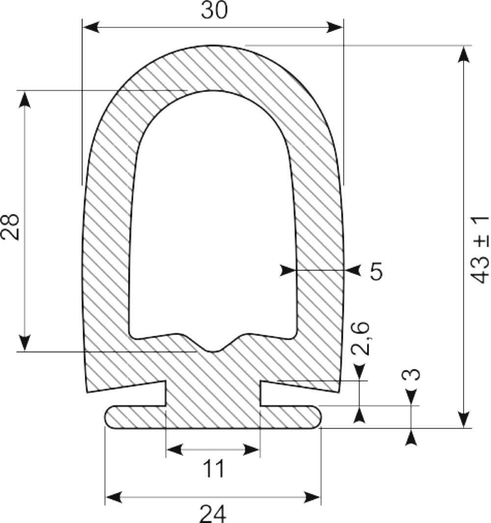 Gummiprofil. EPDM Sh 65