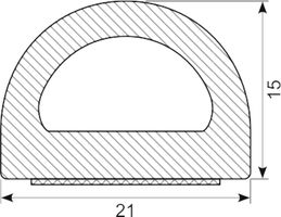 D-Profil svampegummi M/klæb
21x15 mm sort