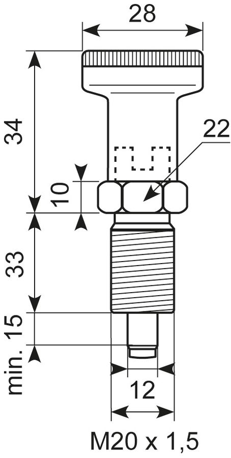 Rustfri positioneringsbolt d=12 kort
Rustfri SS303 Nylon kn