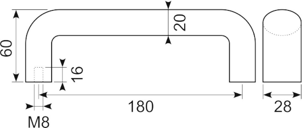 Greb 180 mm M8 indv.Gev. sort