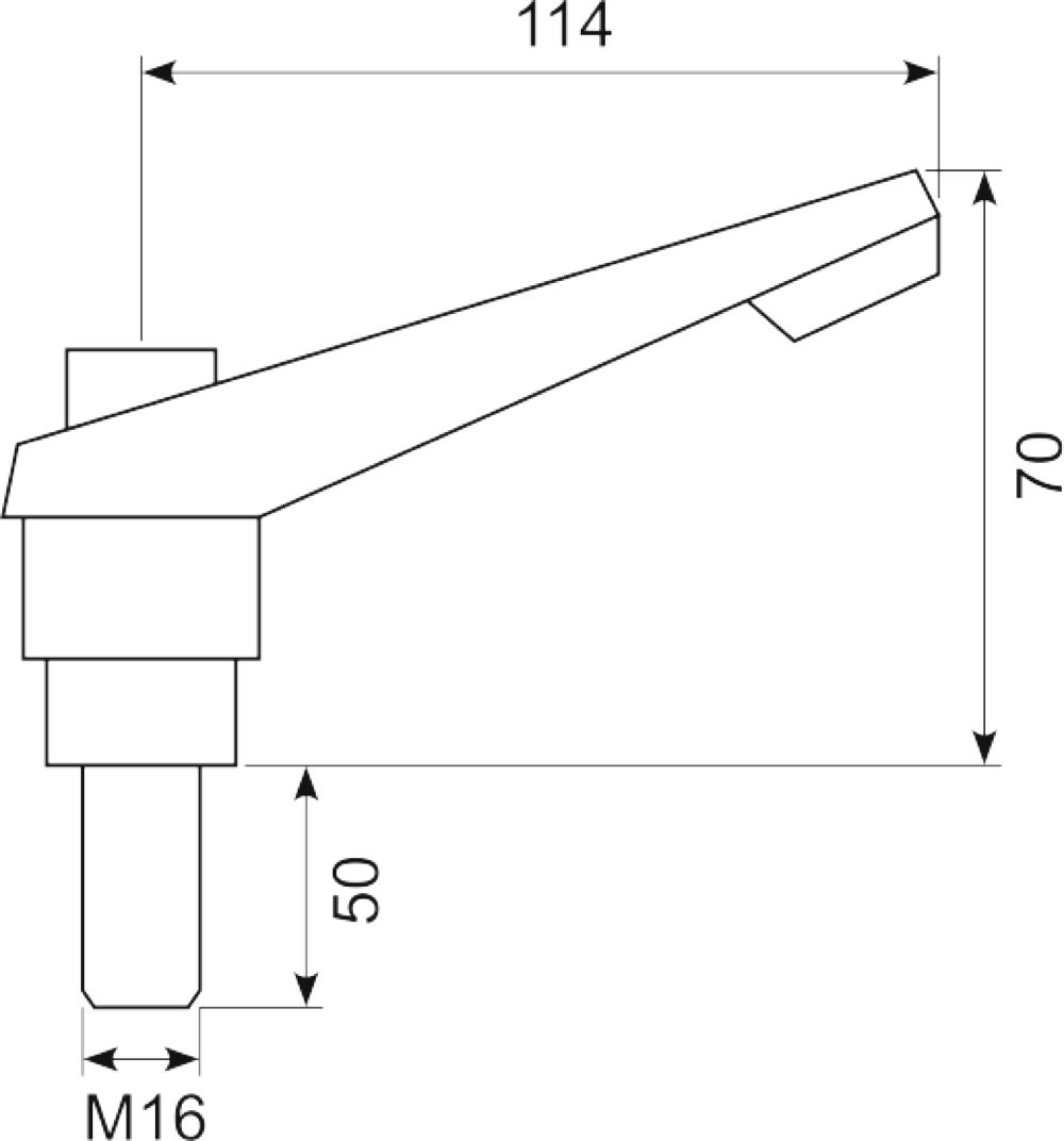 Justerbart håndtag M16x50
