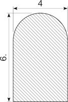 Svampegummi 4x6 mm halvrund