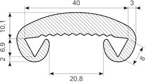 Gelænderliste PVC 5-8 x 40 mm
