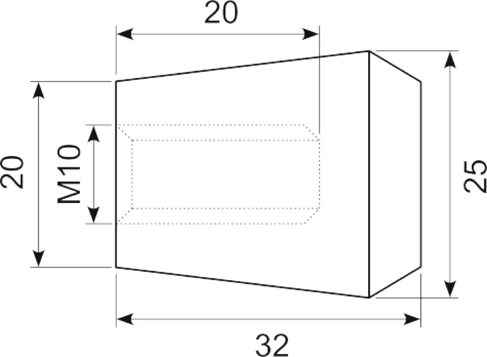 Sort knop Ø25x32 M10 indv.gev.