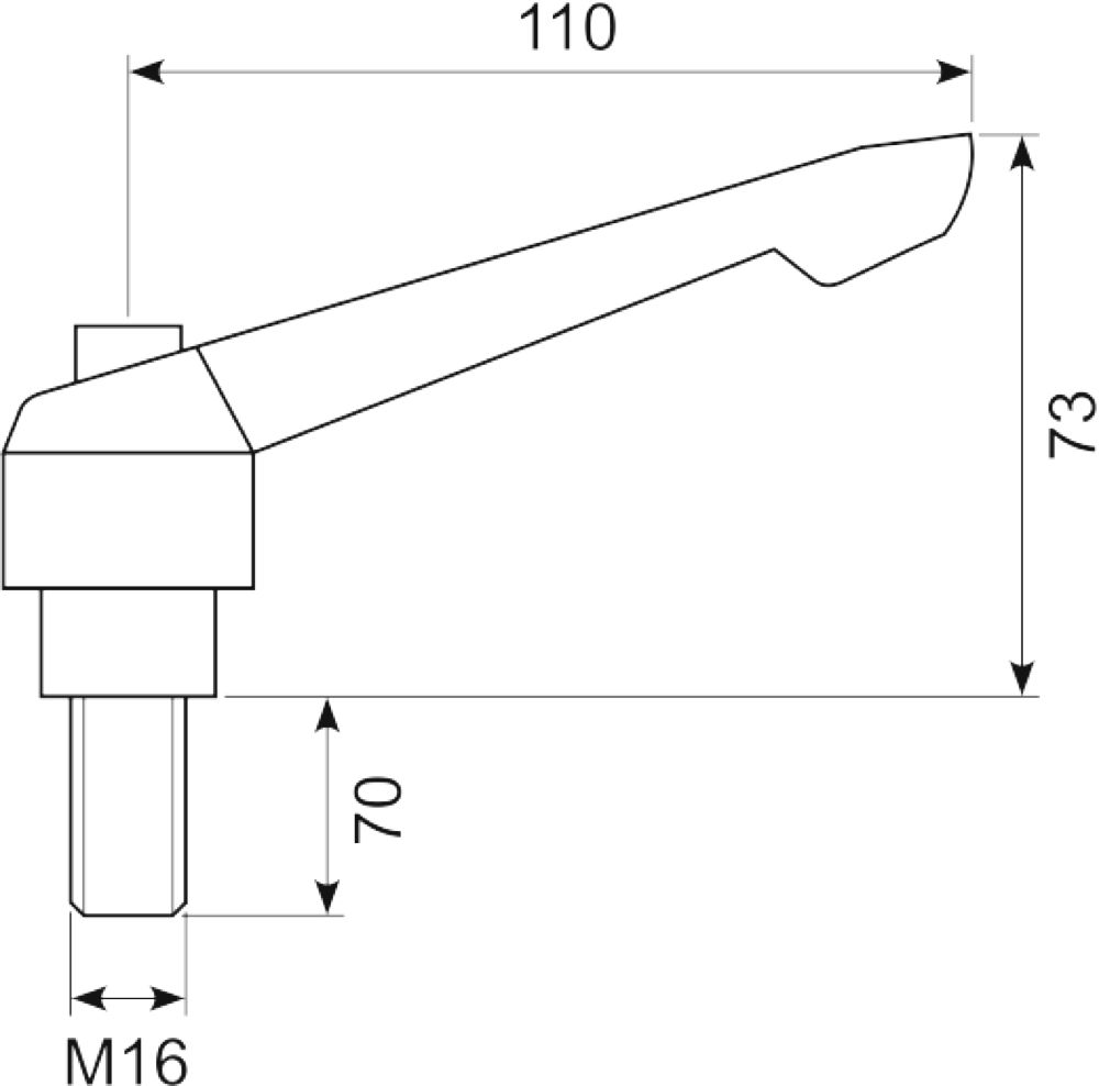 Justerbart håndtag M16x70