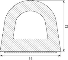 D-Profil svampegummi M/klæb
14x12 mm sort dobb.Exstruderet