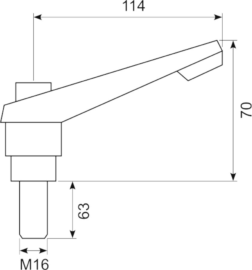 Justerbart håndtag M16x63