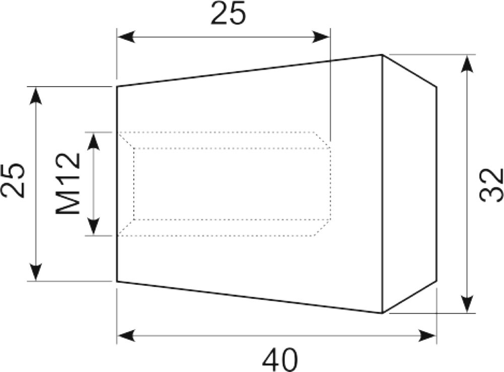 Sort knop Ø32x40 M12 indv.gev.