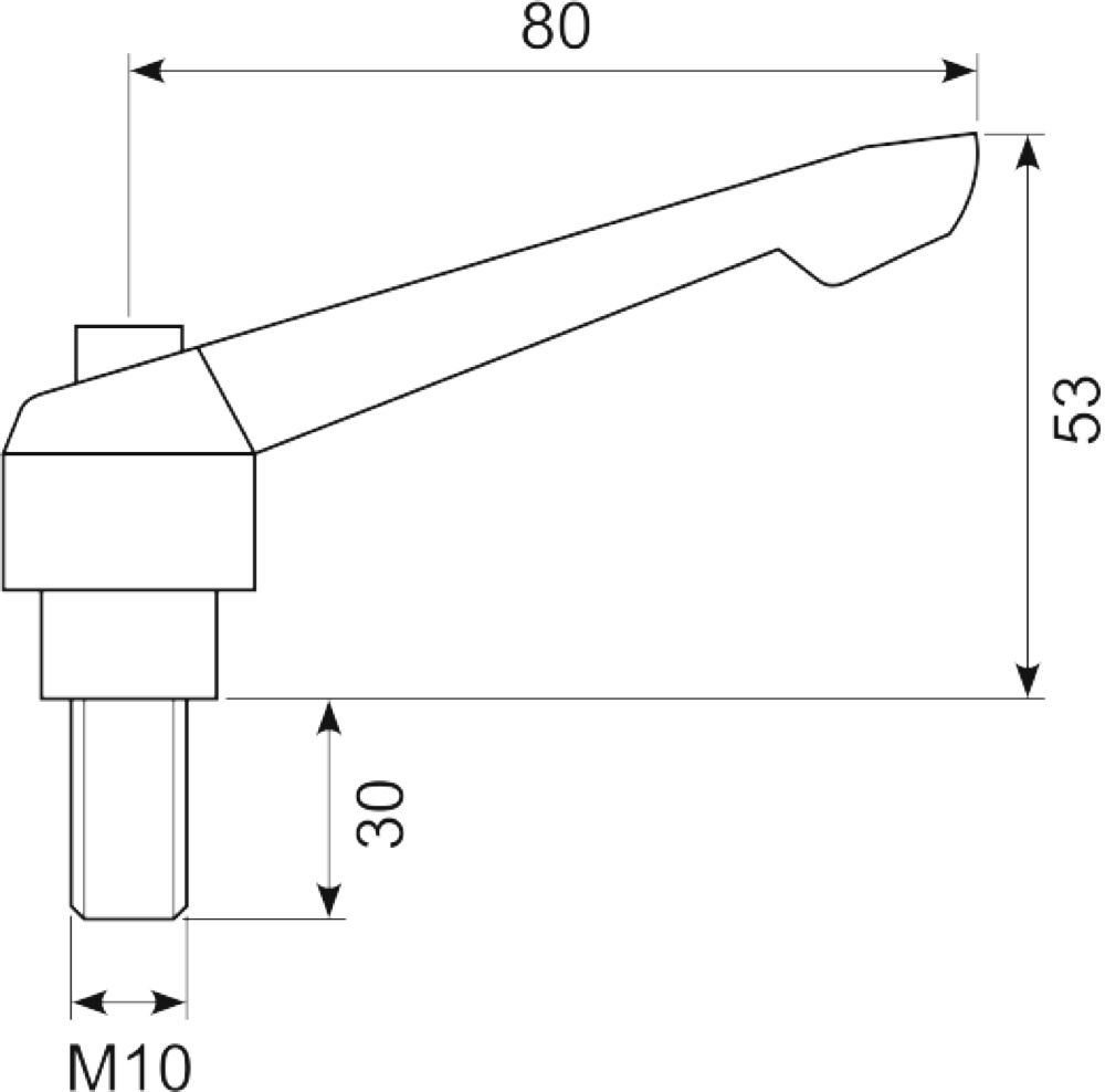 Justerbart håndtag M10x30