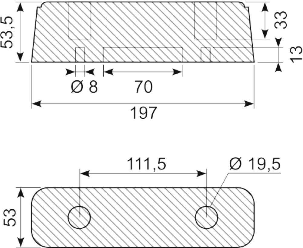 Gummibuffer 197x53x53.5 mm