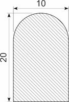 Svampegummi halvrund 10x20 mm