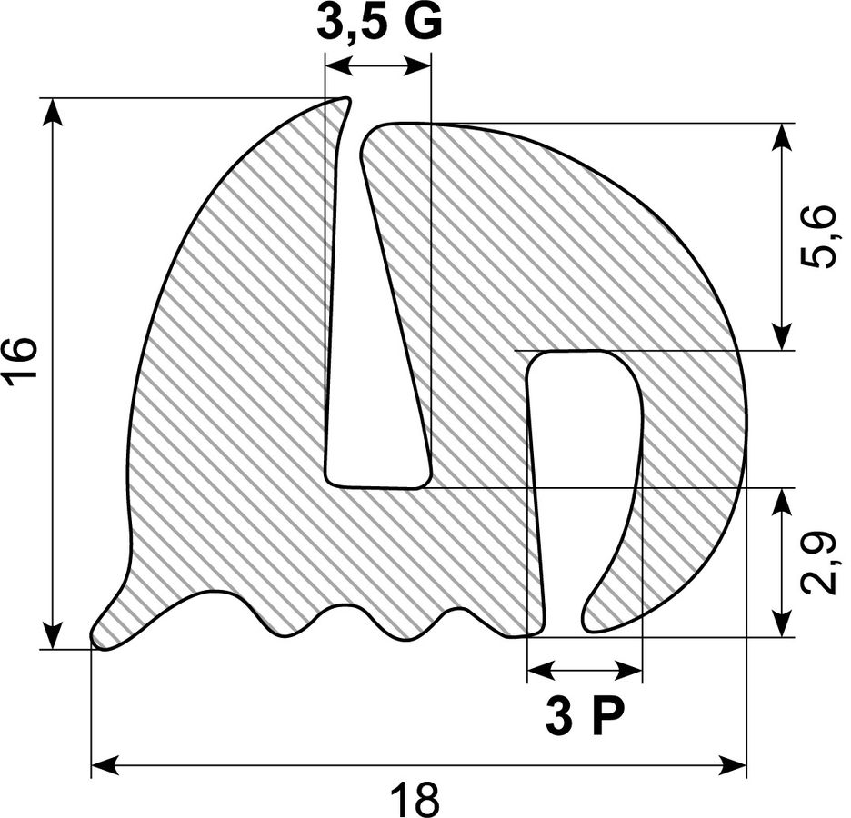Gummiprofil. EPDM 65 sh.A.