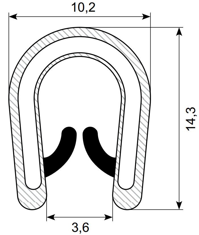 Kantliste PVC/POM grip 1-3.5
Sh 75 krop sh 65 læber