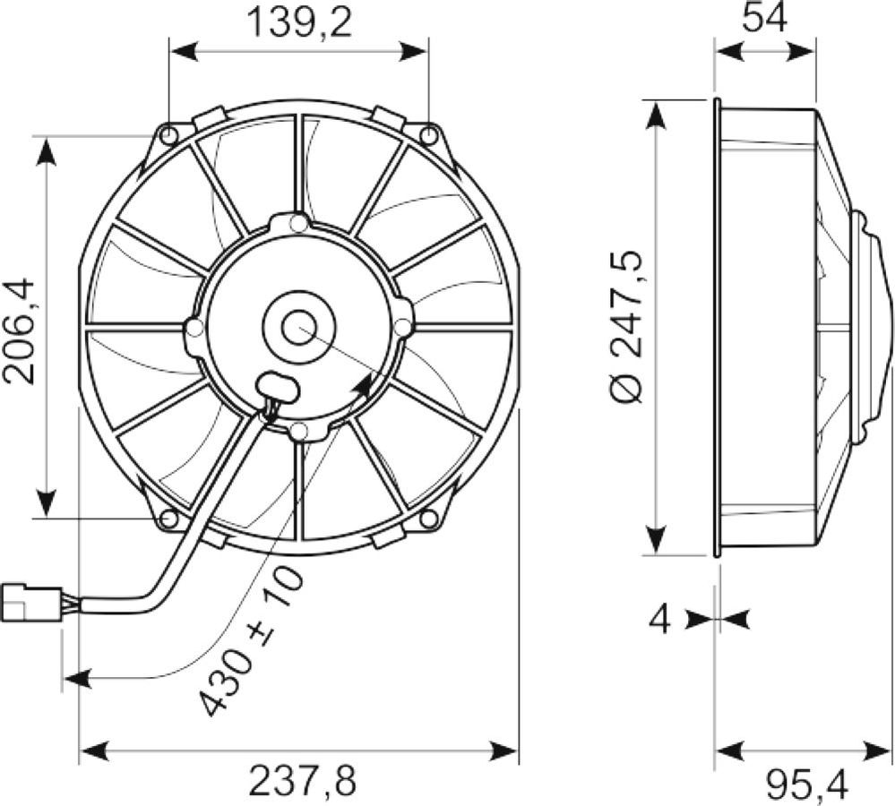 Ventilator Ø225 mm 1300m3 24V