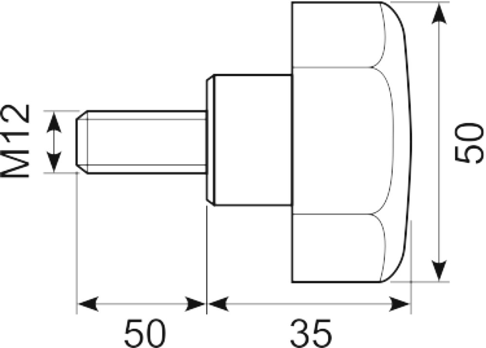 Stjernegreb Ø50 M12x50 sort
