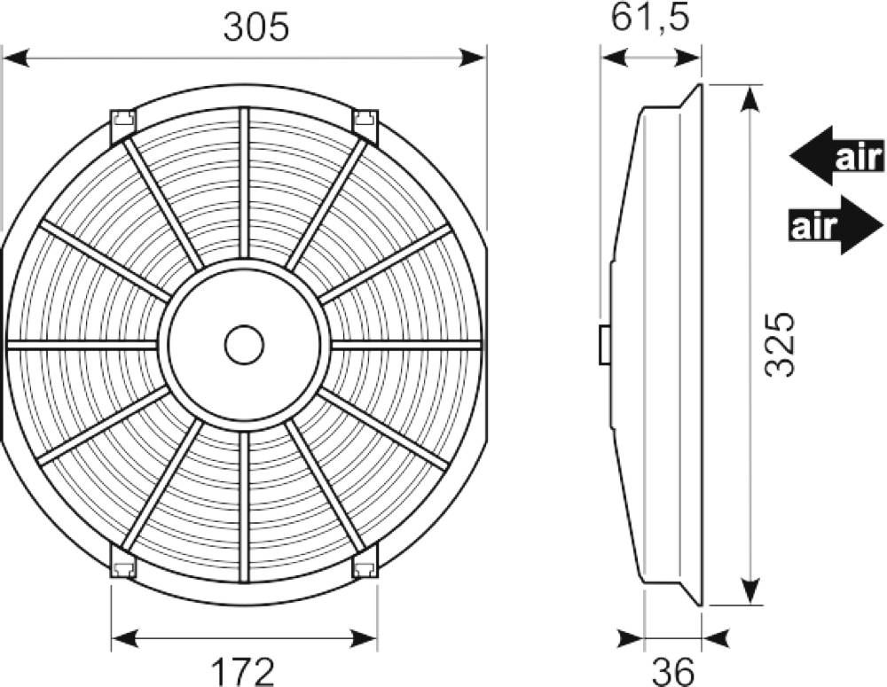 Spal blæser Ø310 mm 24V sug