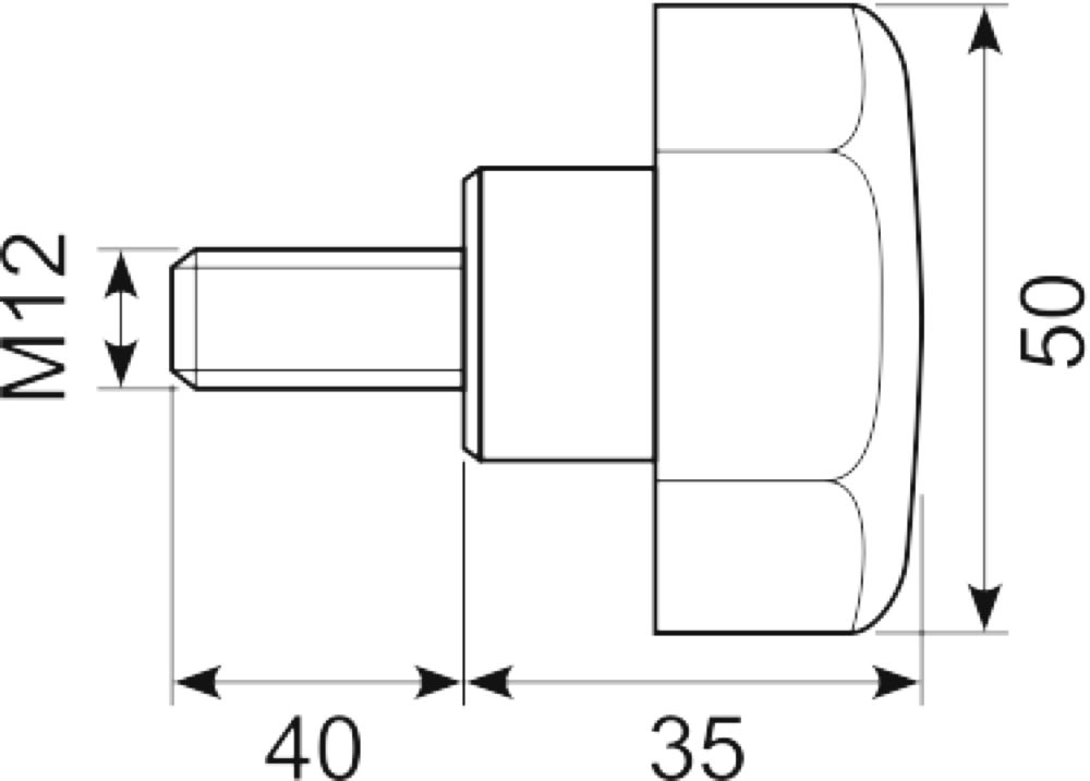 Stjernegreb Ø50 M12x40 sort