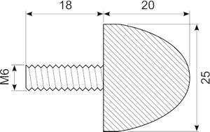 Vibrationsdæmper Ø25x20 mm
M6x18 mm tap konisk
NR/SBR Sh 5