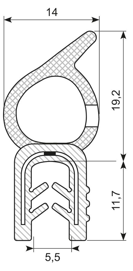 Kantliste EPDM Co.ex M/ballon på ryg grip 2.0-3.5