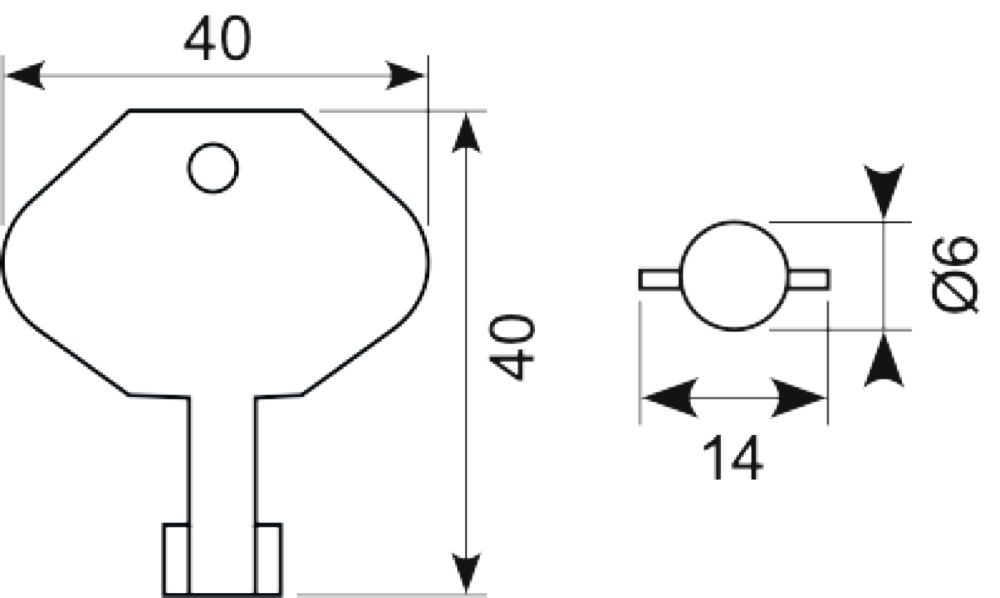 40x40mm nøgle 5mm dobbeltbit