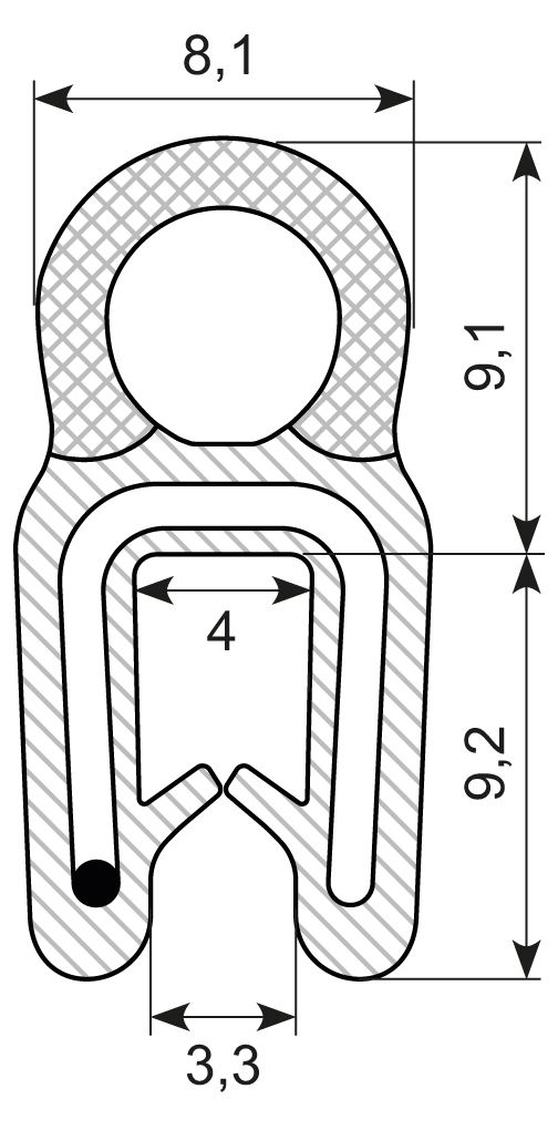 Kantliste Co.ex EPDM
M/ballon på ryg grip 1.5-2.5mm