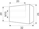 Sort knop Ø25x32 M10 indv.gev.