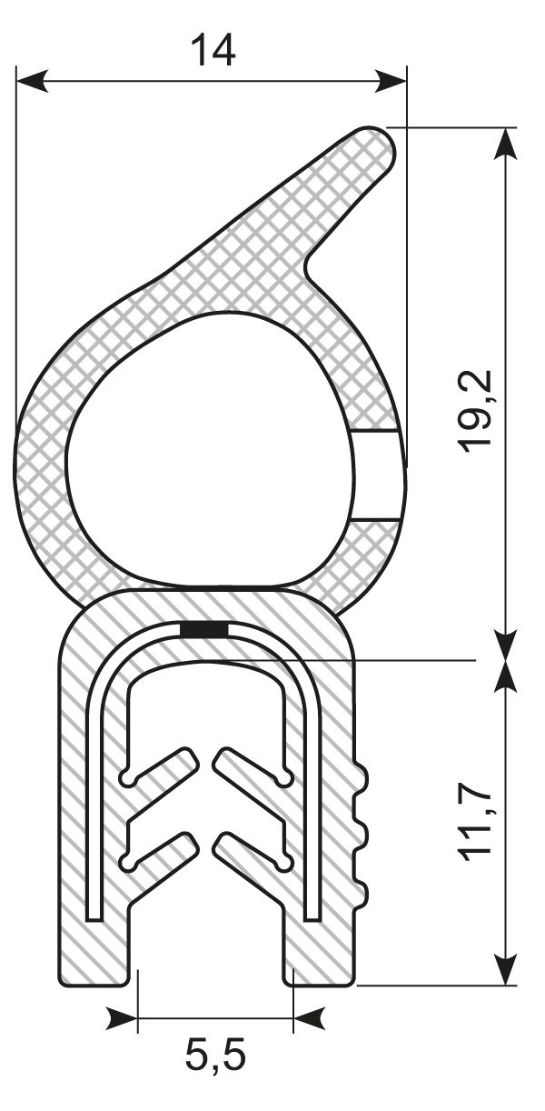 Kantliste EPDM Co.ex M/ballon på ryg grip 2.0-3.5