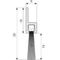 Børsteliste m/alu skinne lige
