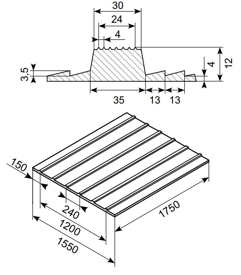 Rampemåtte 12 mm vægt 28 kg
Bredde 1750 mm højde 1550 mm
7