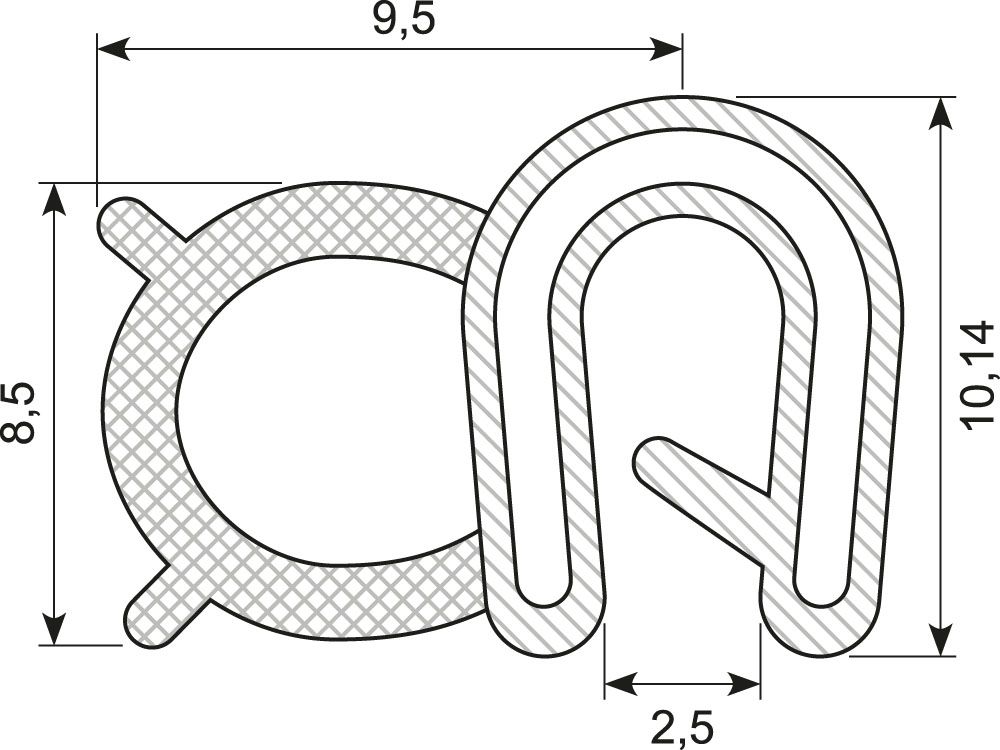 Kantliste Co.ex TPE-POM
M/ballon på side grip 1.0-2.0
Sh 7