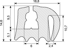 Gummiprofil.EPDM 65 sh.A. sort