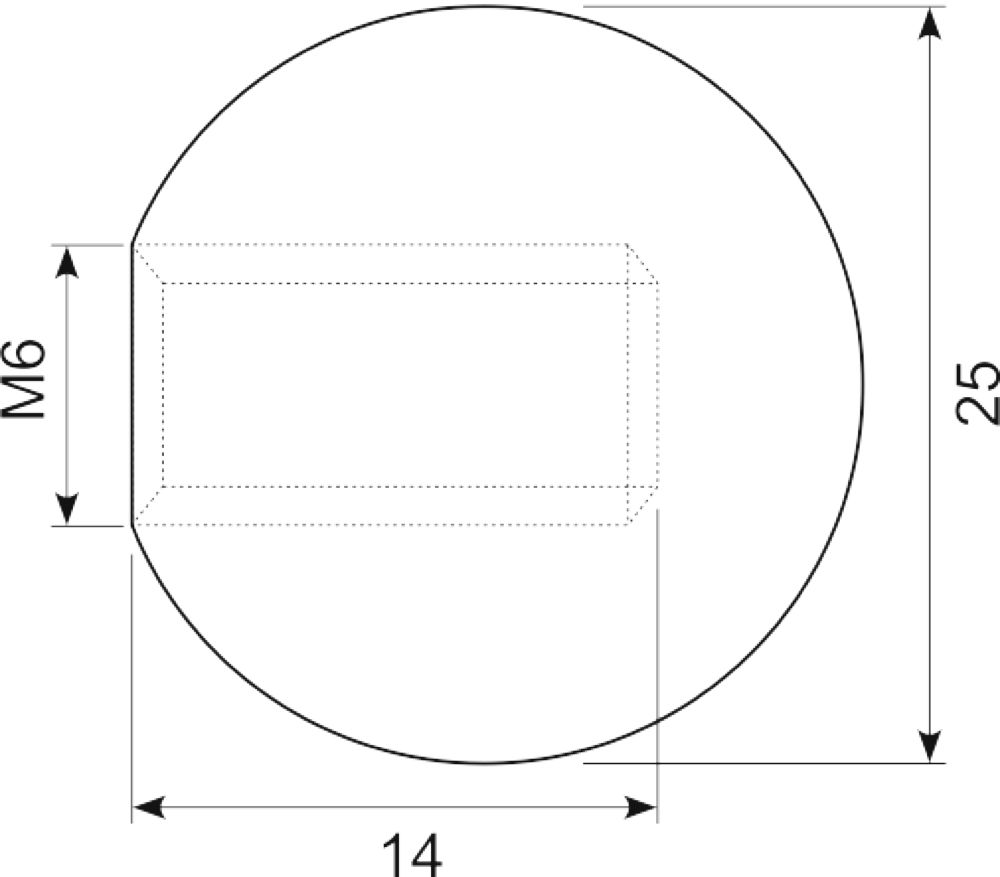 Sort kugle Ø25-M6 indv.gev.