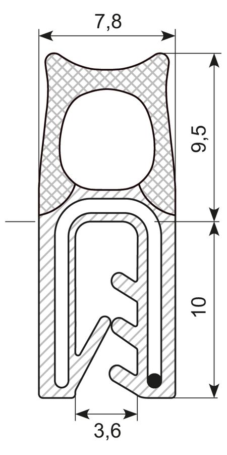 Kantliste Co.ex EPDM
M/ballon på ryg grip 1.5-2.5mm