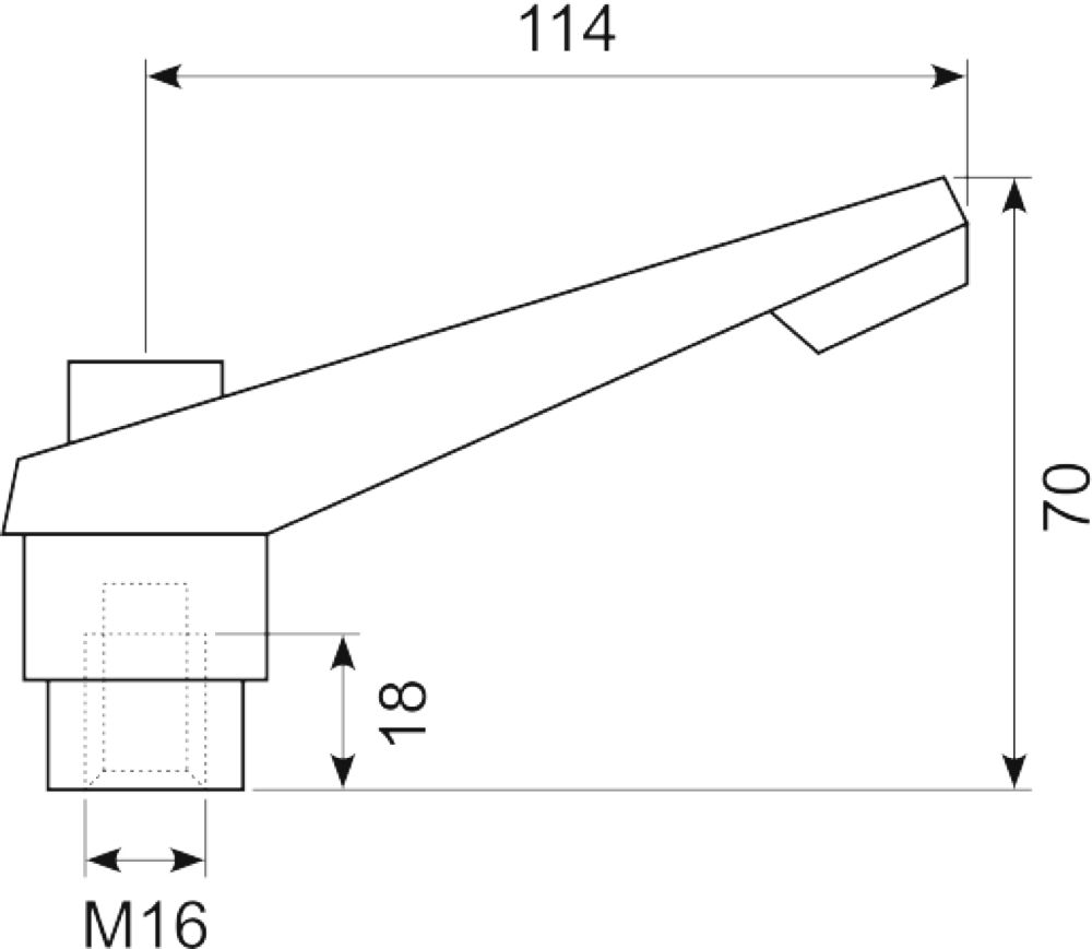 Justerb. håndtag M16 indv.Gev.