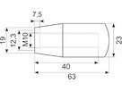 Sort knop Ø23x63 M10 indv.gev.