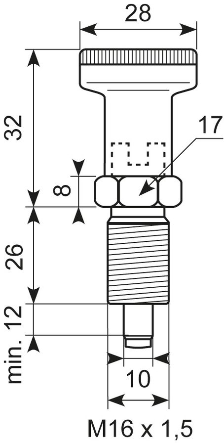 Rustfri positioneringsbolt d=10 kort
Rustfri SS303 Nylon kn
